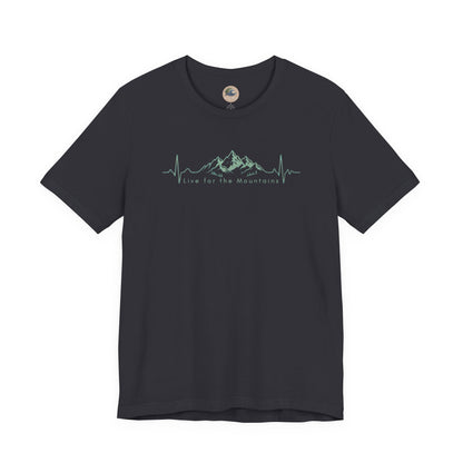 Mountain Heartbeat T‑Shirt — Heartbeat EKG Mountains Graphic Tee