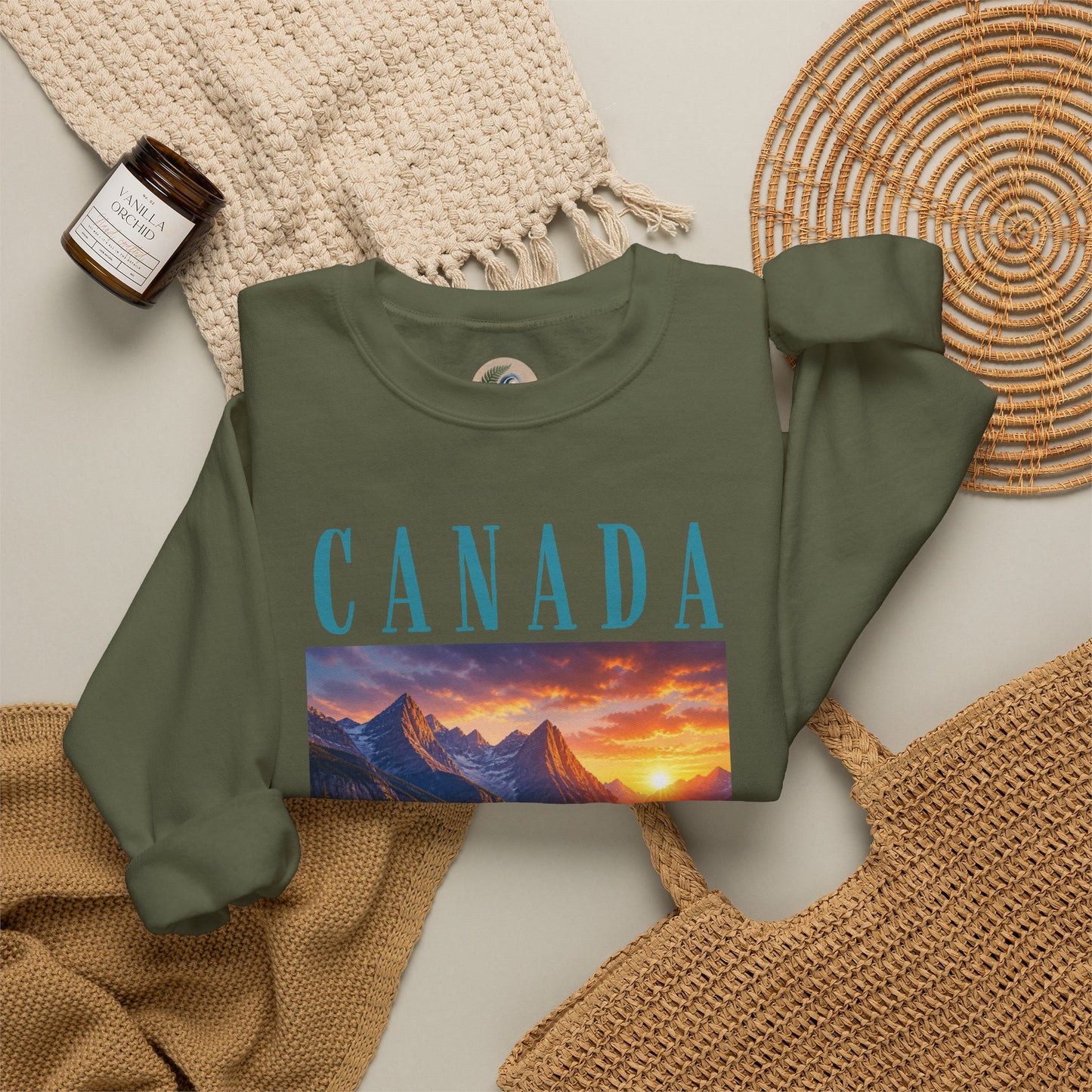 Canada Banff Scenic Crewneck Sweatshirt — Mountain Lake Sunset Graphic