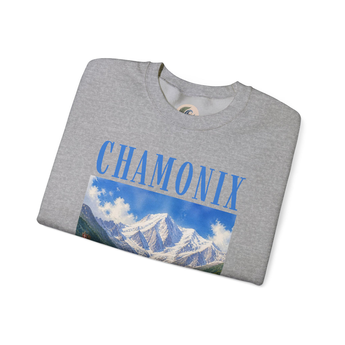 Chamonix Mountain Crewneck Sweatshirt — Alpine Scenic Graphic