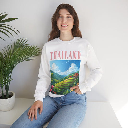 Thailand Scenic Sweatshirt — Tropical Rice Terrace Graphic Crewneck