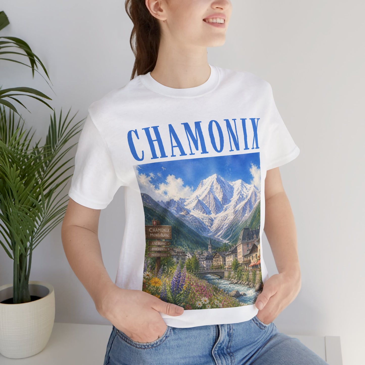 Chamonix Mountain Village T-Shirt — Scenic Alpine Travel Tee