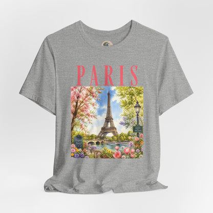 Paris Floral Eiffel Tower Tee — Vintage Romantic France T-Shirt