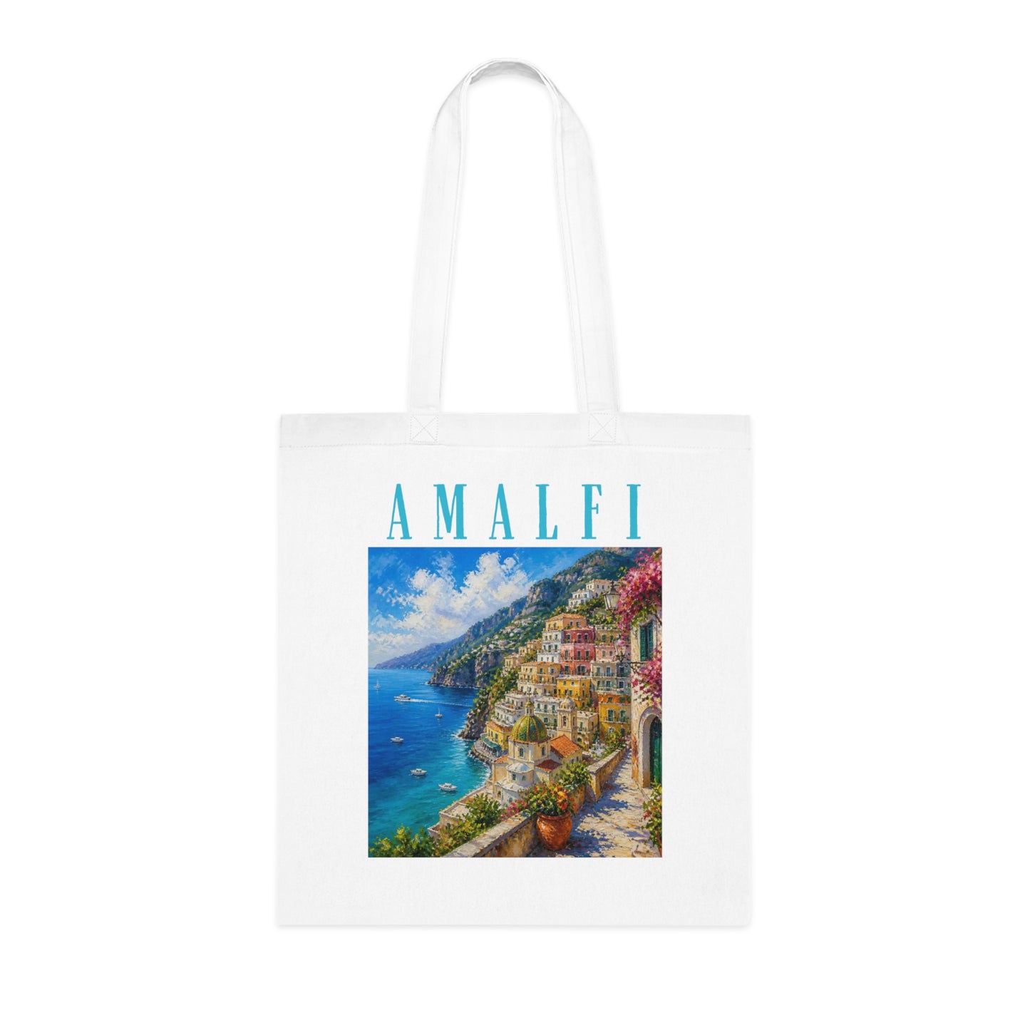 Amalfi Coast Cotton Tote Bag — Scenic Italy Travel Beach Market Tote