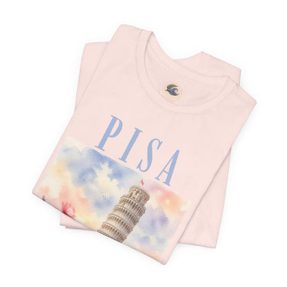 Pisa Floral Illustration T‑Shirt — Leaning Tower Travel Tee
