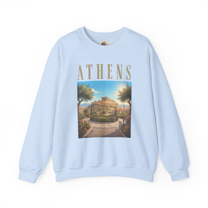 Athens Scenic Crewneck Sweatshirt — Vintage Greece Travel Pullover