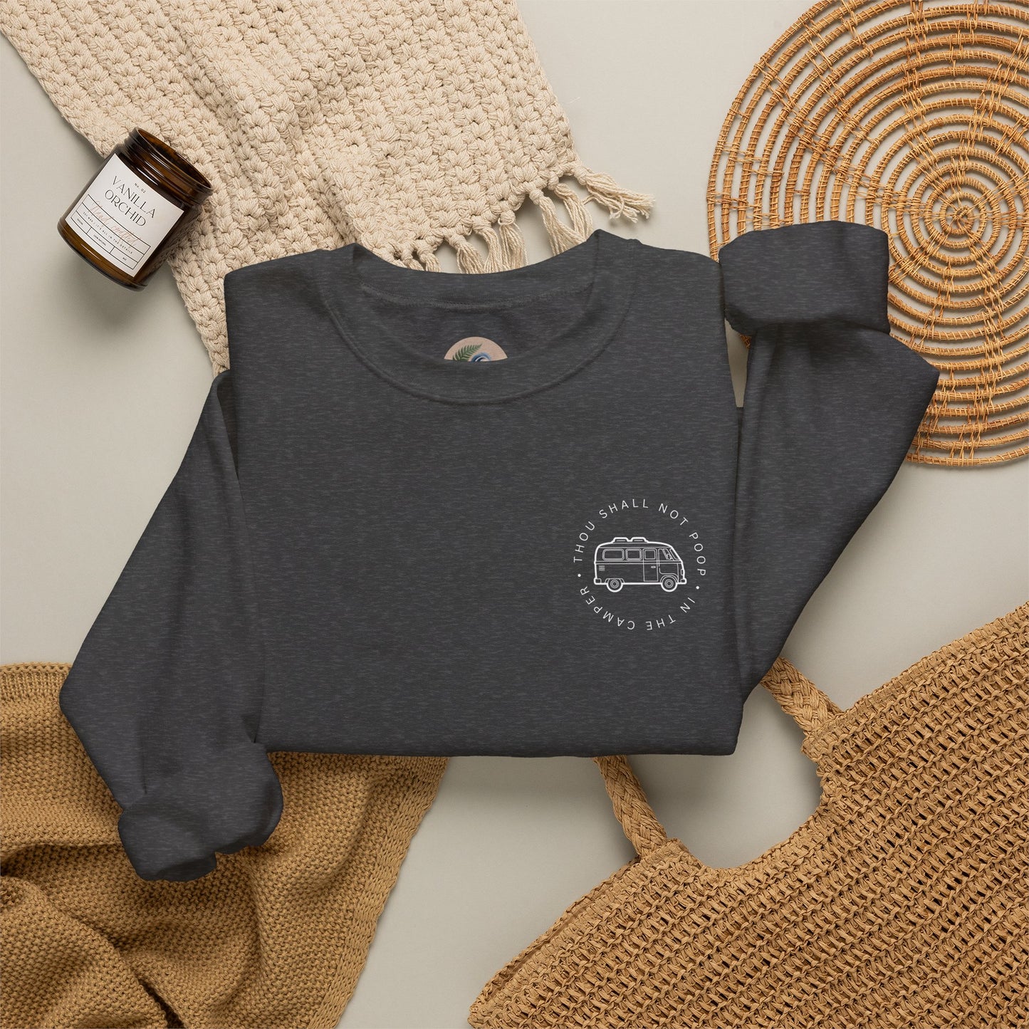 Cozy Camper Crewneck Sweatshirt — Van Life Humour Chest Graphic