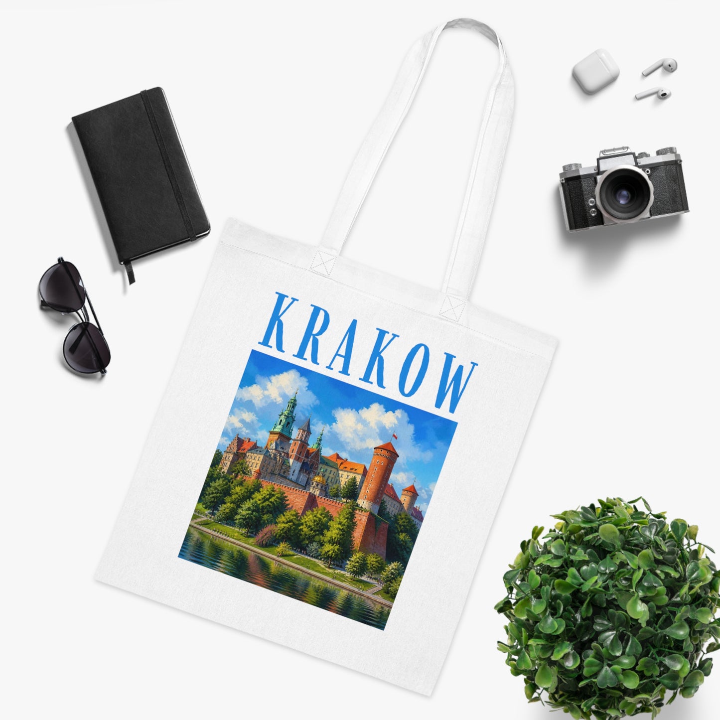 Krakow Cotton Tote Bag — Scenic Wawel Castle Poland Souvenir Tote