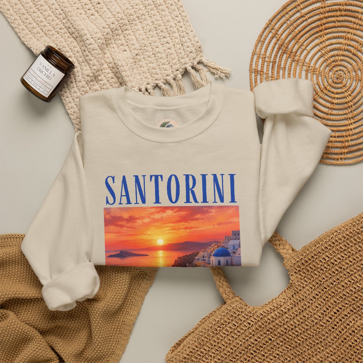 Santorini Sunset Sweatshirt — Greek Island Travel Crewneck