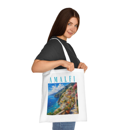 Amalfi Coast Cotton Tote Bag — Scenic Italy Travel Beach Market Tote