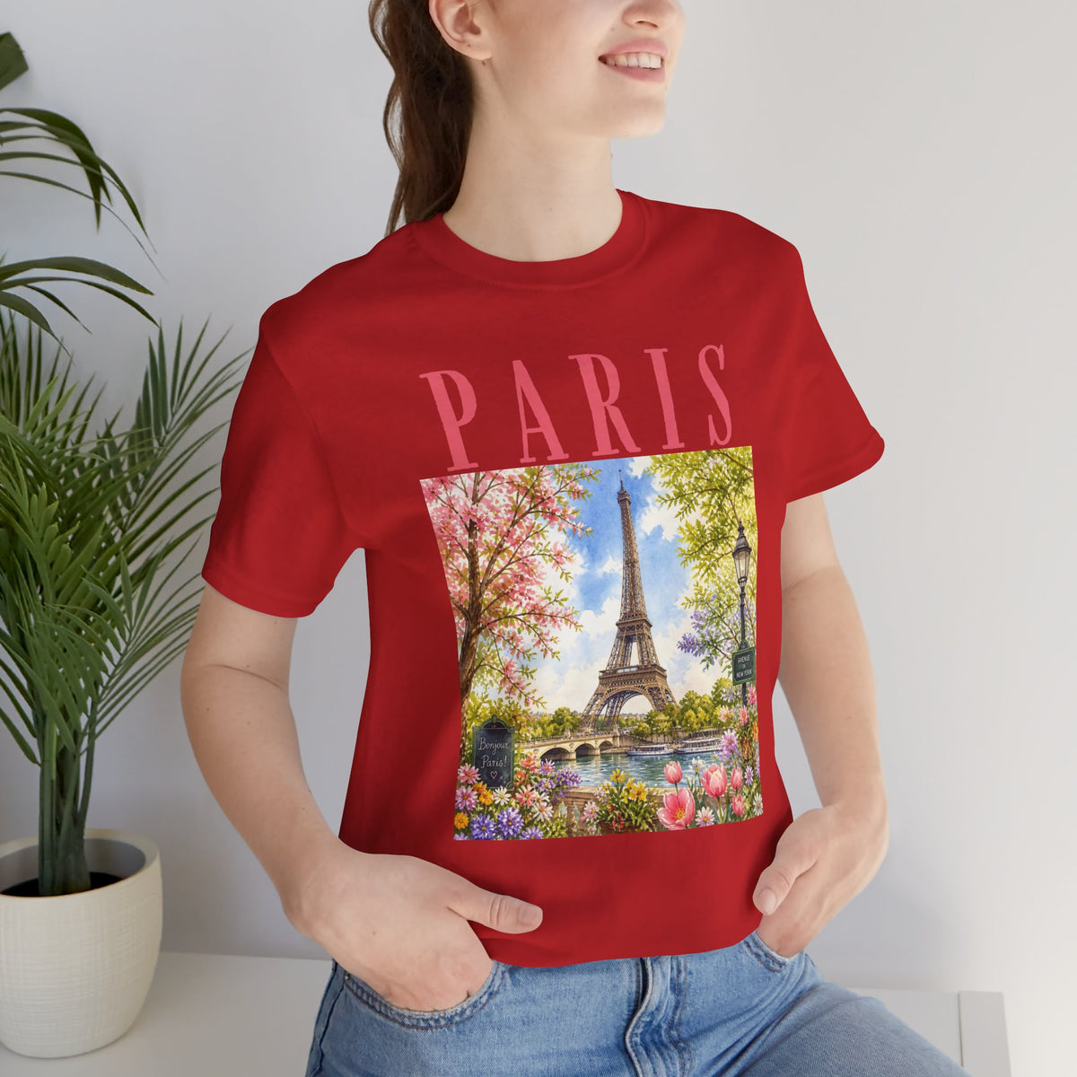 Paris Floral Eiffel Tower Tee — Vintage Romantic France T-Shirt