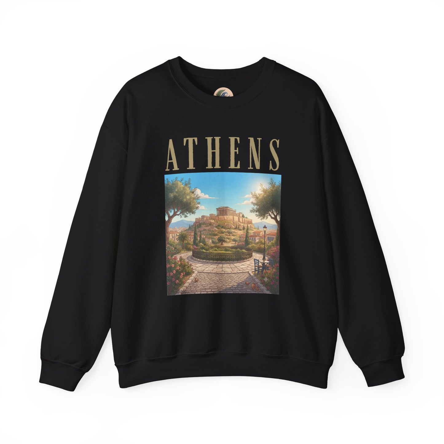 Athens Scenic Crewneck Sweatshirt — Vintage Greece Travel Pullover