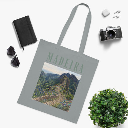 Madeira Scenic Cotton Tote — Travel Tote Bag with Mountain Landscape Print