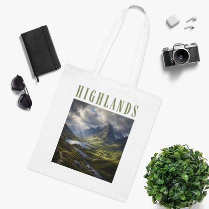 Highlands Scenic Cotton Tote — Mountain Landscape Tote Bag