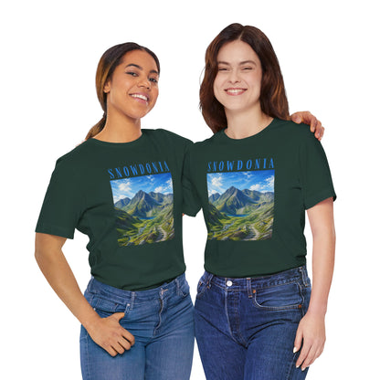 Glyderau Landscape T‑Shirt – Scenic 'SNOWDONIA' Mountain Graphic Tee