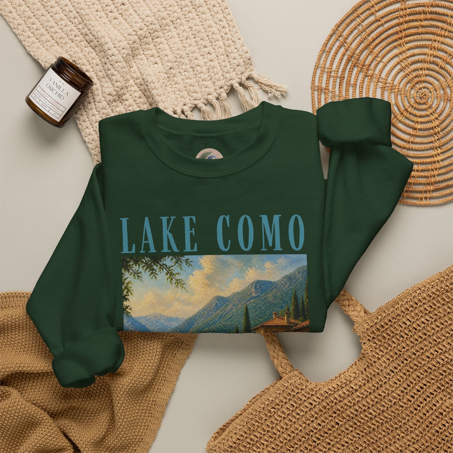 Lake Como Vintage Crewneck Sweatshirt — Scenic Italian Lake Graphic