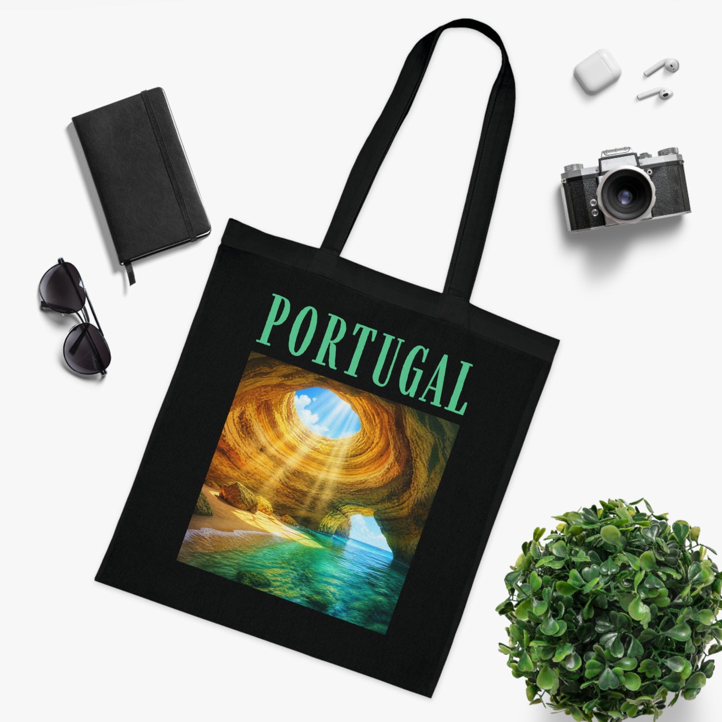 Portugal Benagil Cave Cotton Tote Bag – Scenic Travel Souvenir Tote