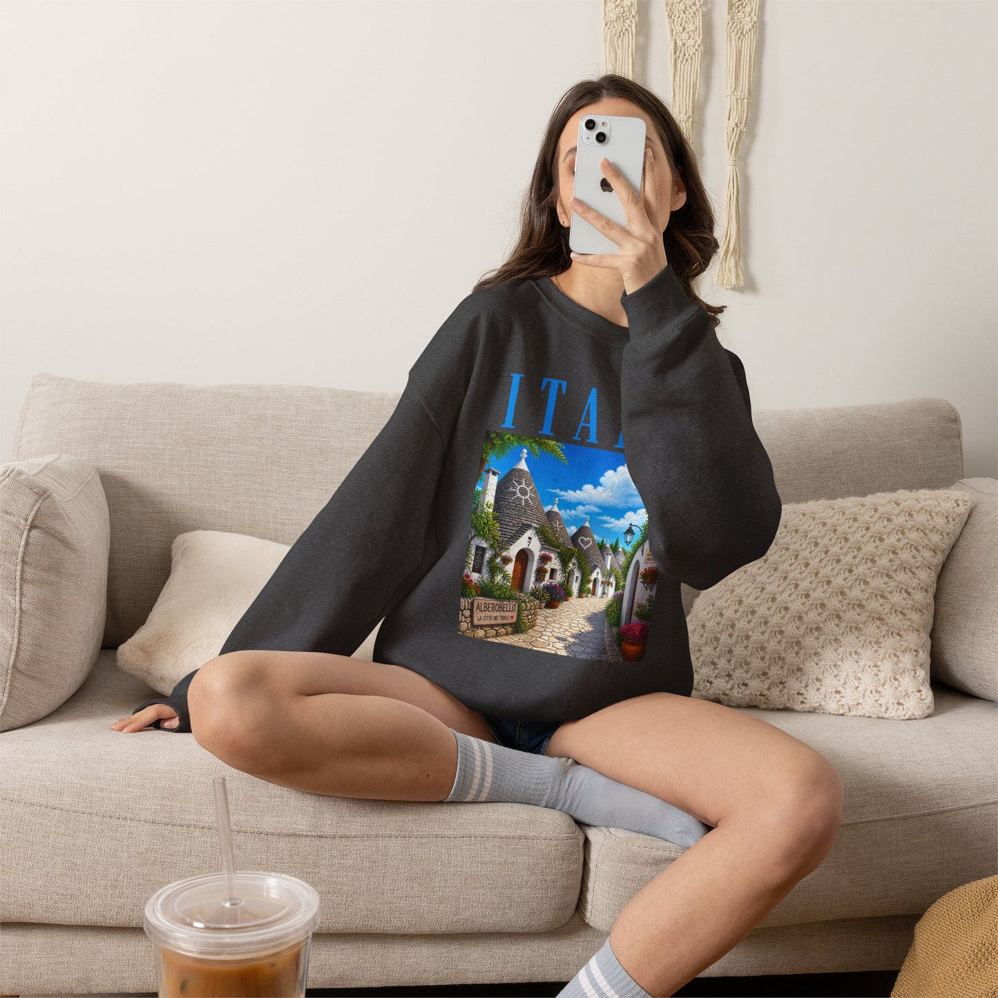 Italy Alberobello Scenic Sweatshirt — Trulli Village Travel Crewneck