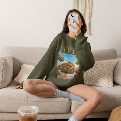 Athens Scenic Crewneck Sweatshirt — Vintage Greece Travel Pullover