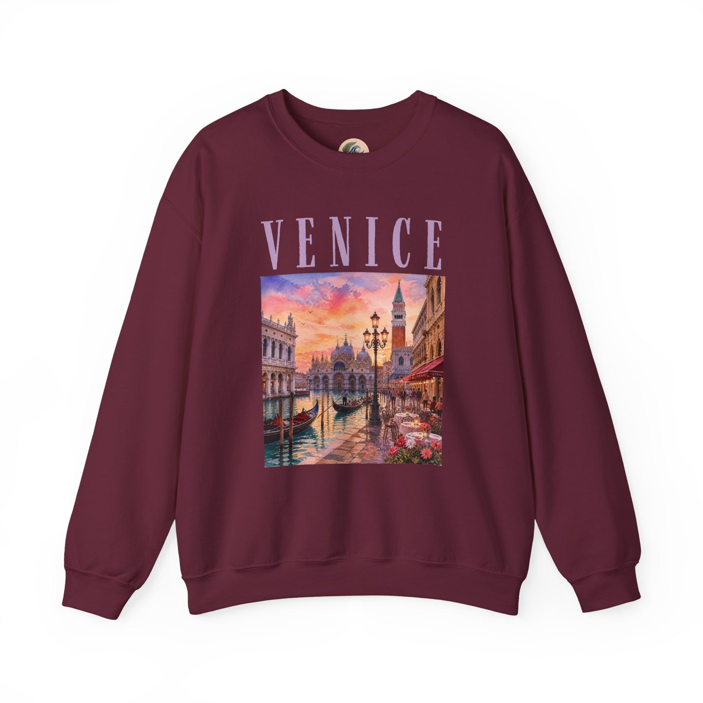 Venice Sunset Crewneck Sweatshirt — Vintage Canal Travel Graphic