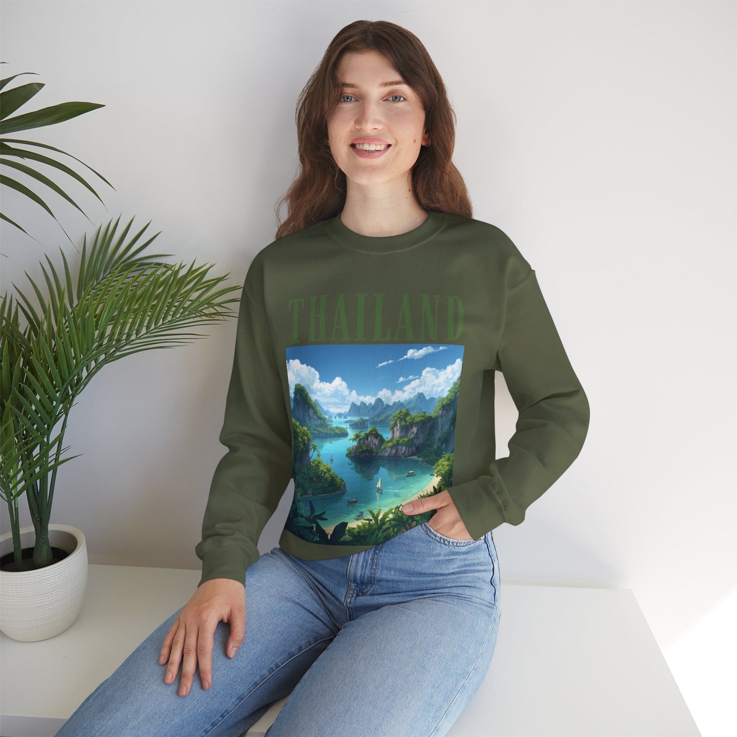 Thailand Scenic Crewneck Sweatshirt — Tropical Island Graphic Pullover