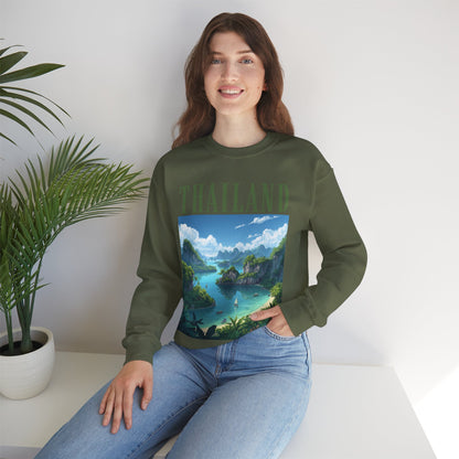 Thailand Scenic Crewneck Sweatshirt — Tropical Island Graphic Pullover