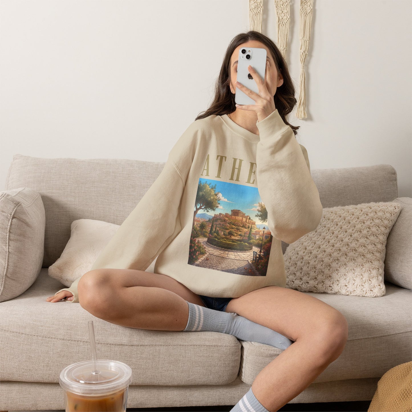 Athens Scenic Crewneck Sweatshirt — Vintage Greece Travel Pullover