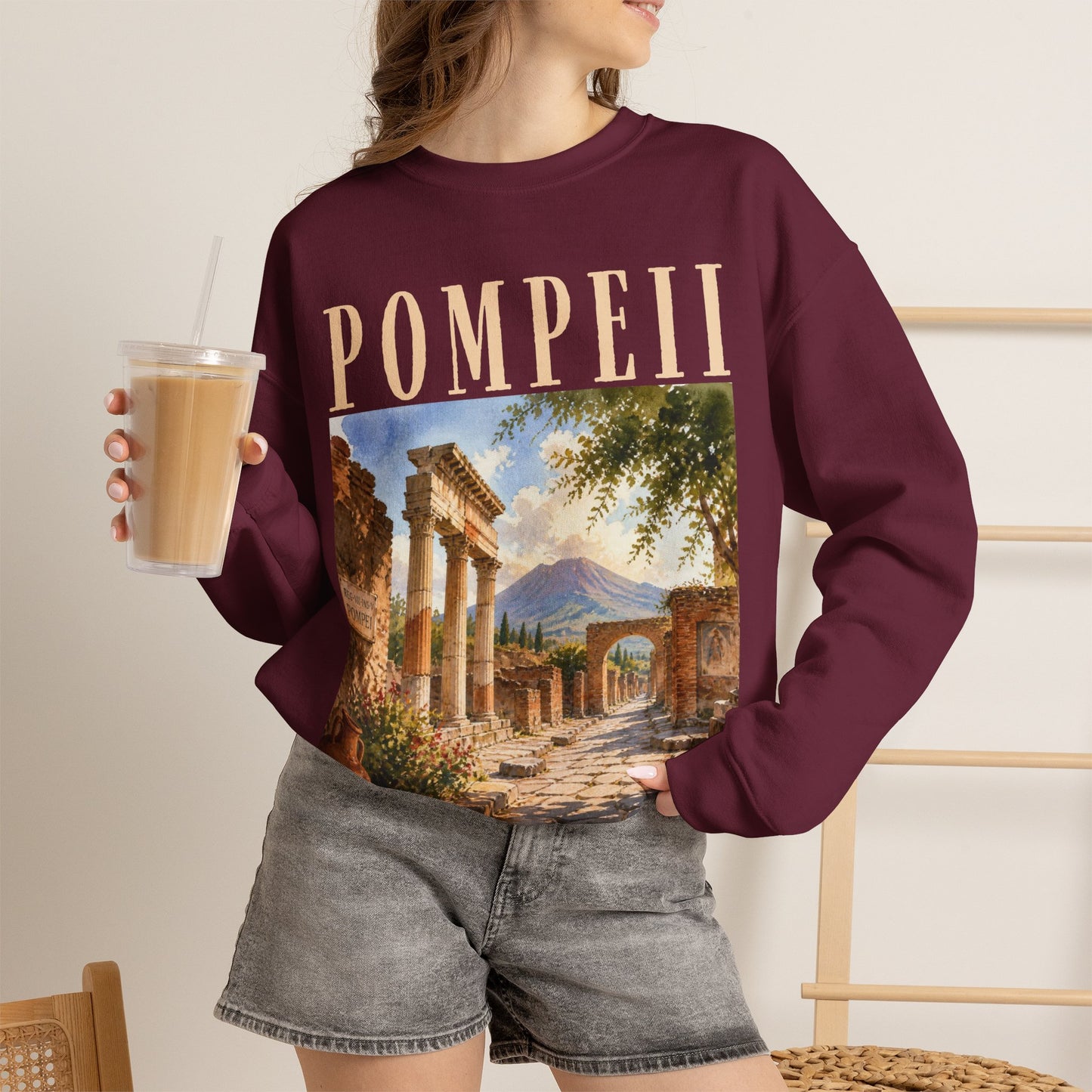 Pompeii Ruins Vintage Crewneck Sweatshirt