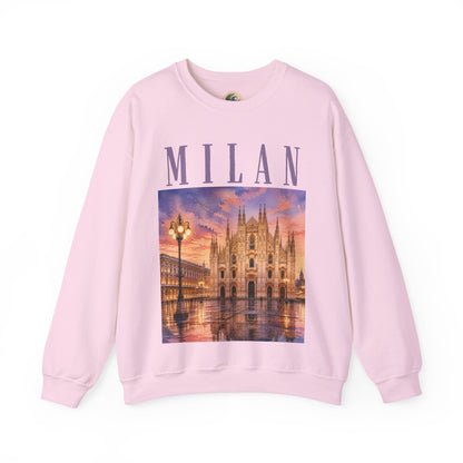 Milan Cathedral Crewneck Sweatshirt – Vintage Travel Cityscape