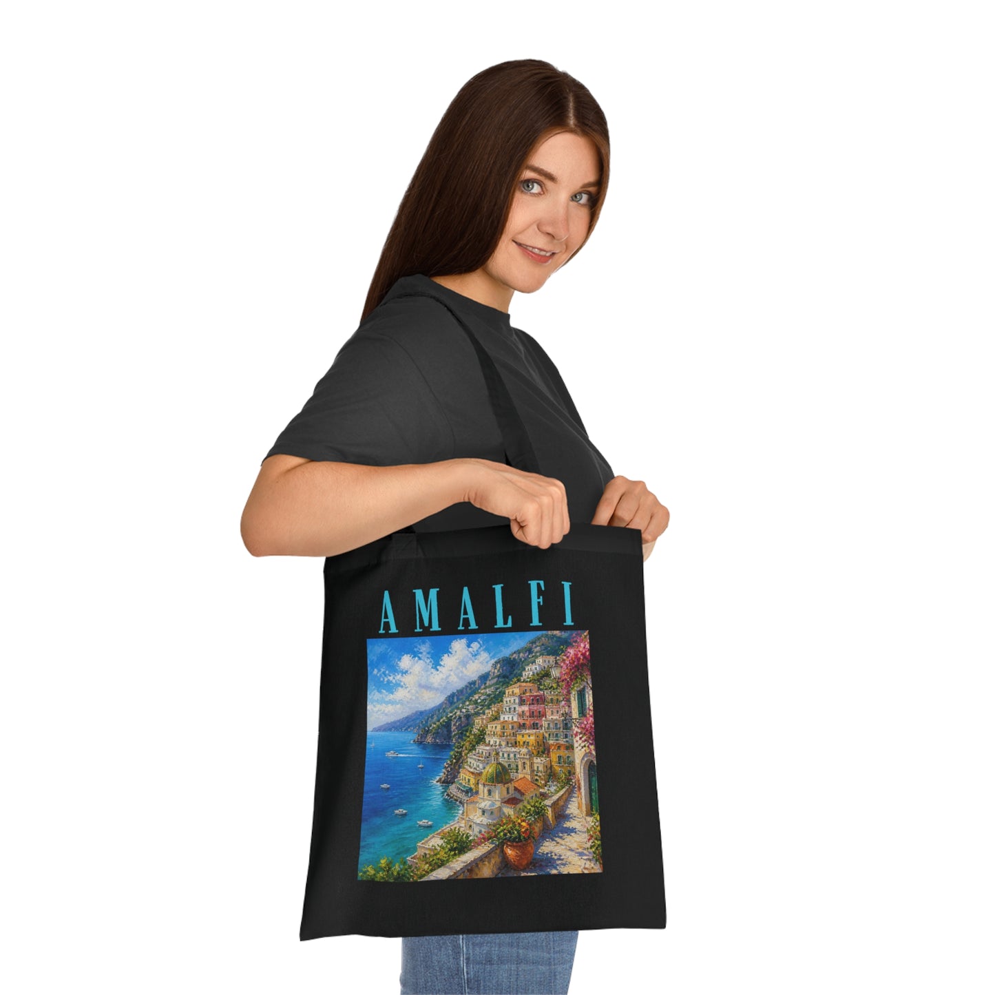 Amalfi Coast Cotton Tote Bag — Scenic Italy Travel Beach Market Tote