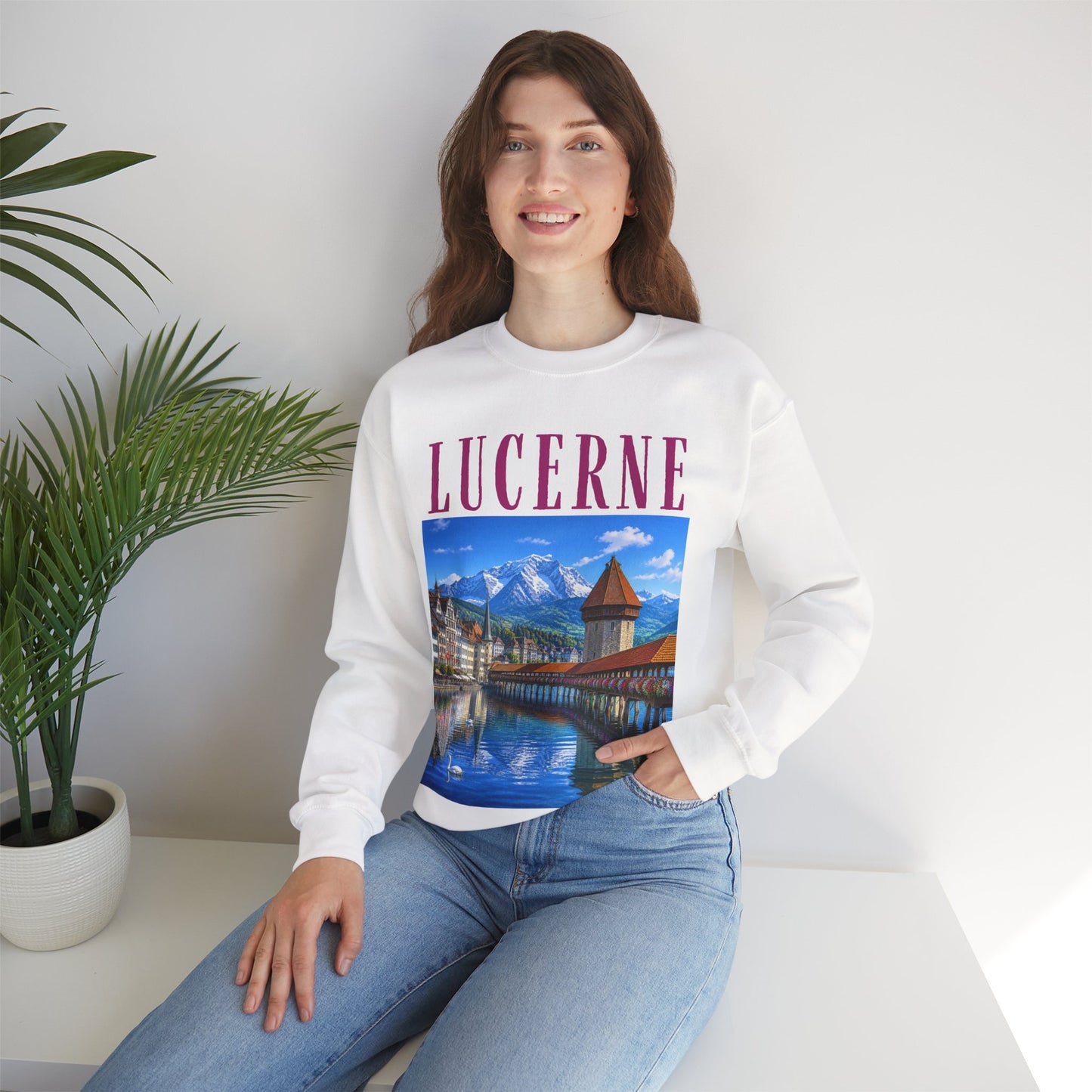 Lucerne Scenic Sweatshirt – Swiss Chapel Bridge Travel Crewneck