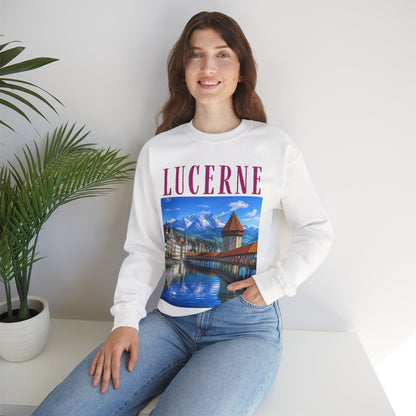 Lucerne Scenic Sweatshirt – Swiss Chapel Bridge Travel Crewneck