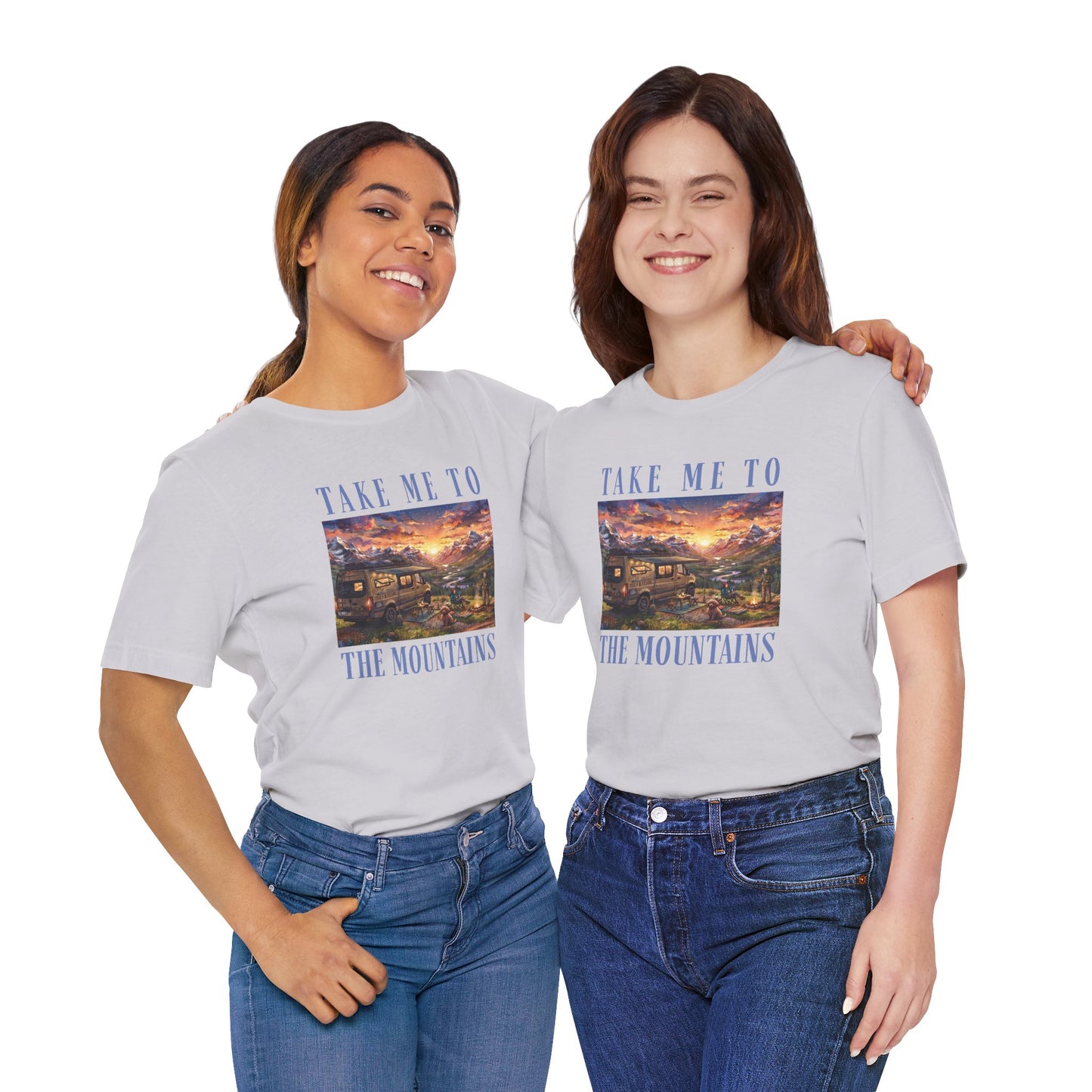 Take Me to the Mountains Sunset Tee — Scenic Cabin Sunset Graphic T-Shirt