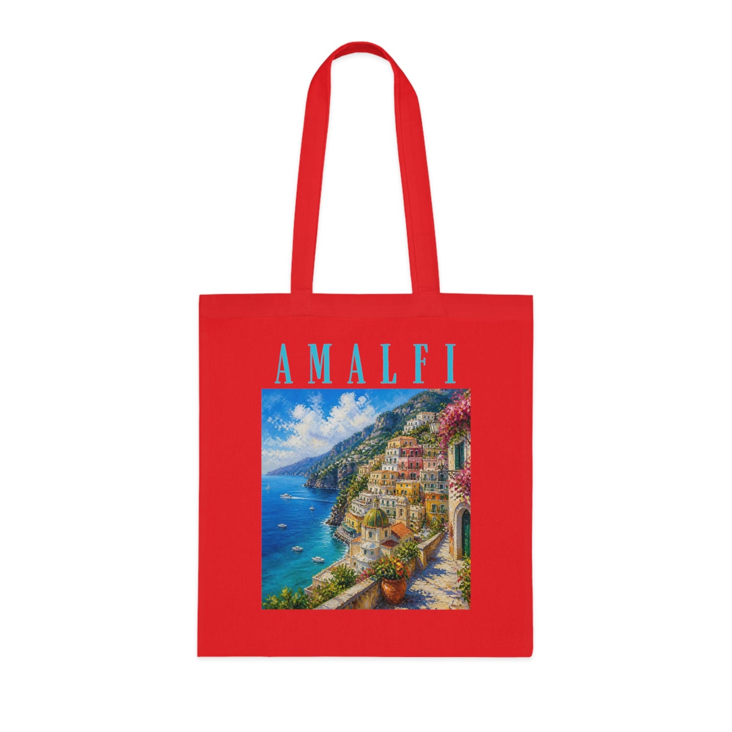 Amalfi Coast Cotton Tote Bag — Scenic Italy Travel Beach Market Tote
