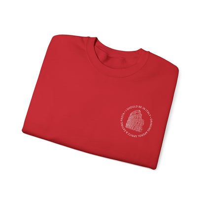 Cozy Italy Crewneck Sweatshirt with Small Chest Badge Design