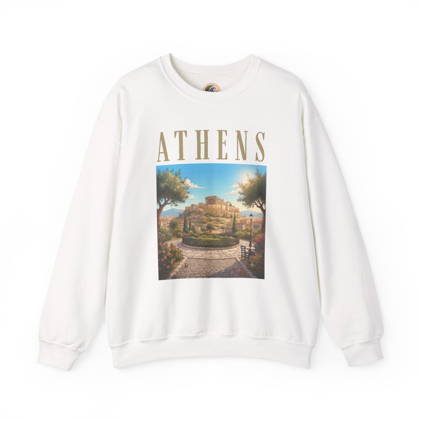 Athens Scenic Crewneck Sweatshirt — Vintage Greece Travel Pullover