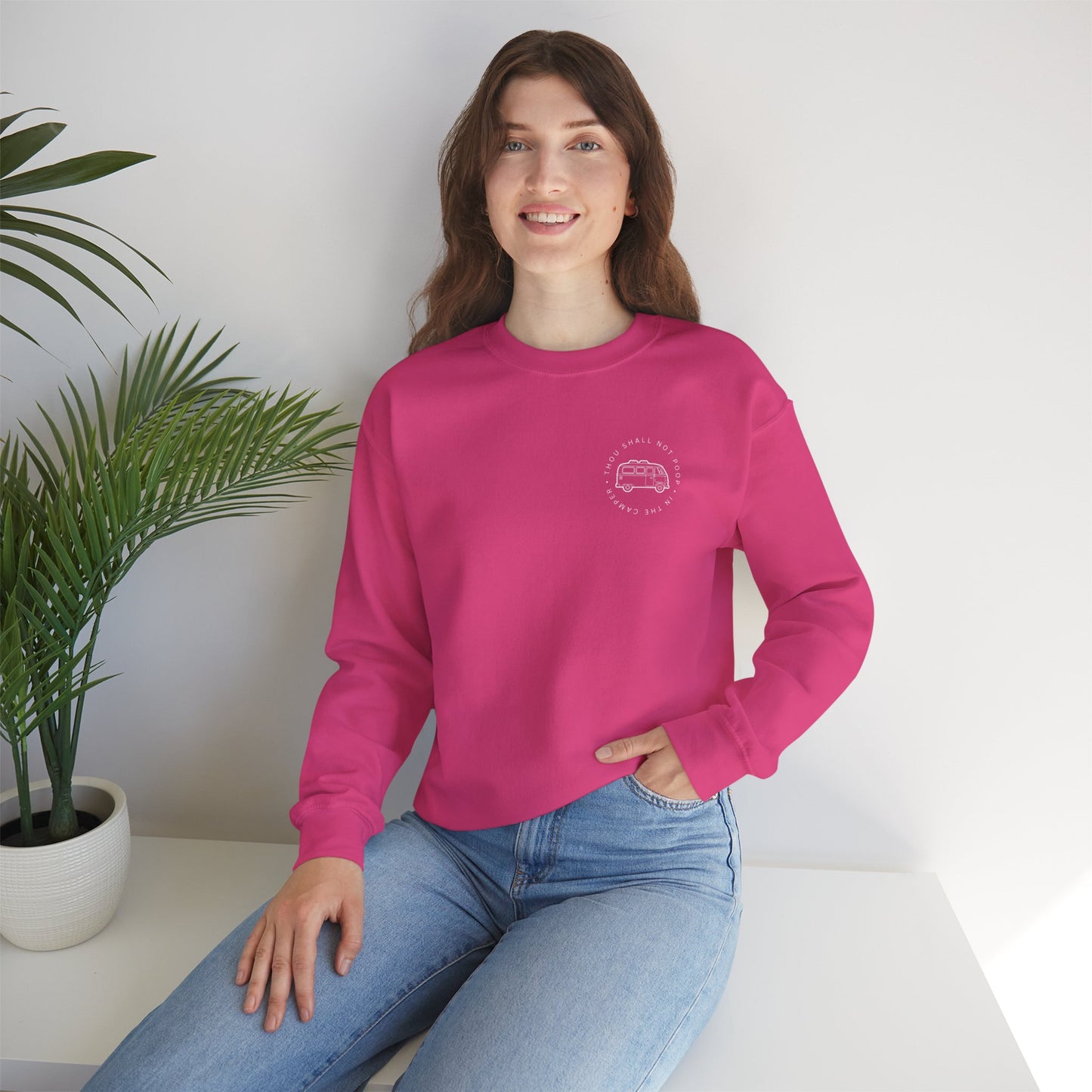 Cozy Camper Crewneck Sweatshirt — Van Life Humour Chest Graphic
