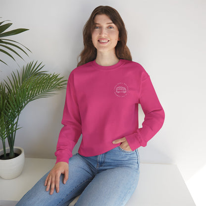 Cozy Camper Crewneck Sweatshirt — Van Life Humour Chest Graphic