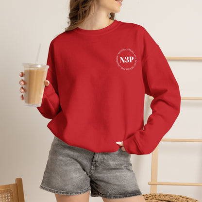 Minimal 'N3P' National 3 Peaks Logo Crewneck Sweatshirt – Small Chest Emblem, Casual Everyday Pullover