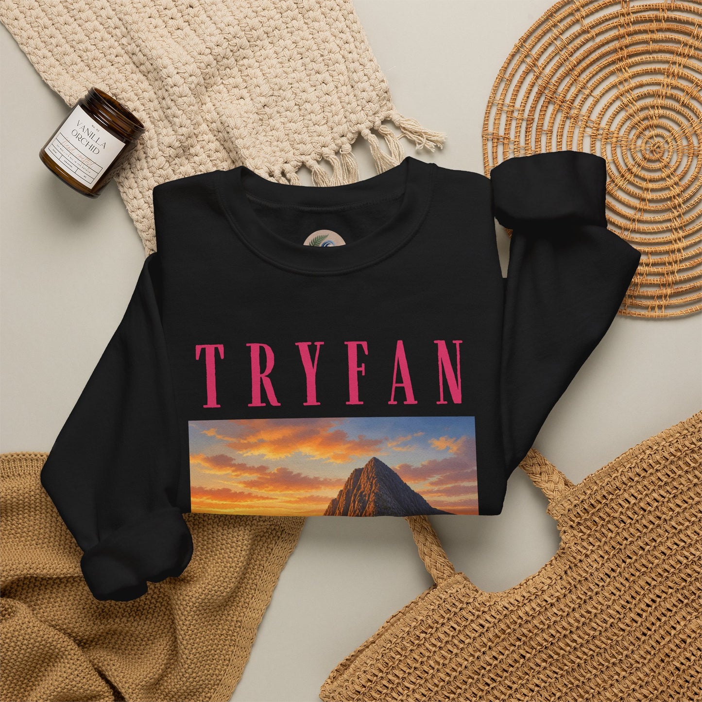 Tryfan Mountain Sweatshirt — Scenic Snowdonia Sunset Landscape Crewneck