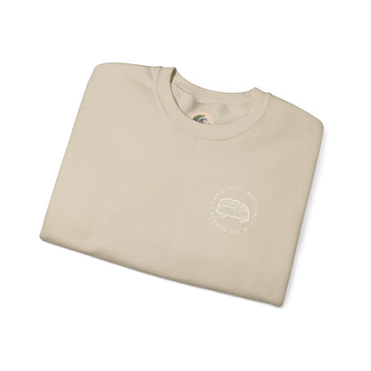 Cozy Camper Crewneck Sweatshirt — Van Life Humour Chest Graphic