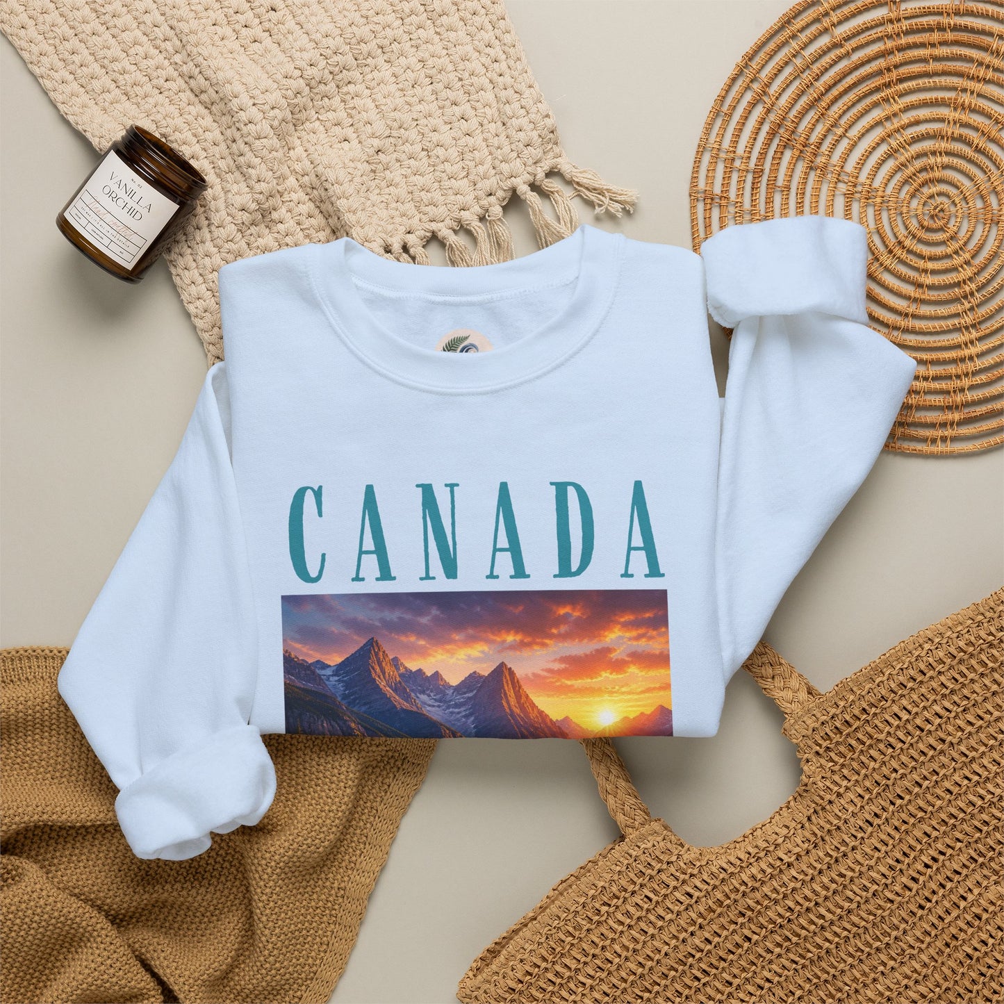 Canada Banff Scenic Crewneck Sweatshirt — Mountain Lake Sunset Graphic