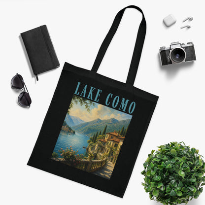 Lake Como Scenic Cotton Tote Bag – Vintage Travel Poster Design