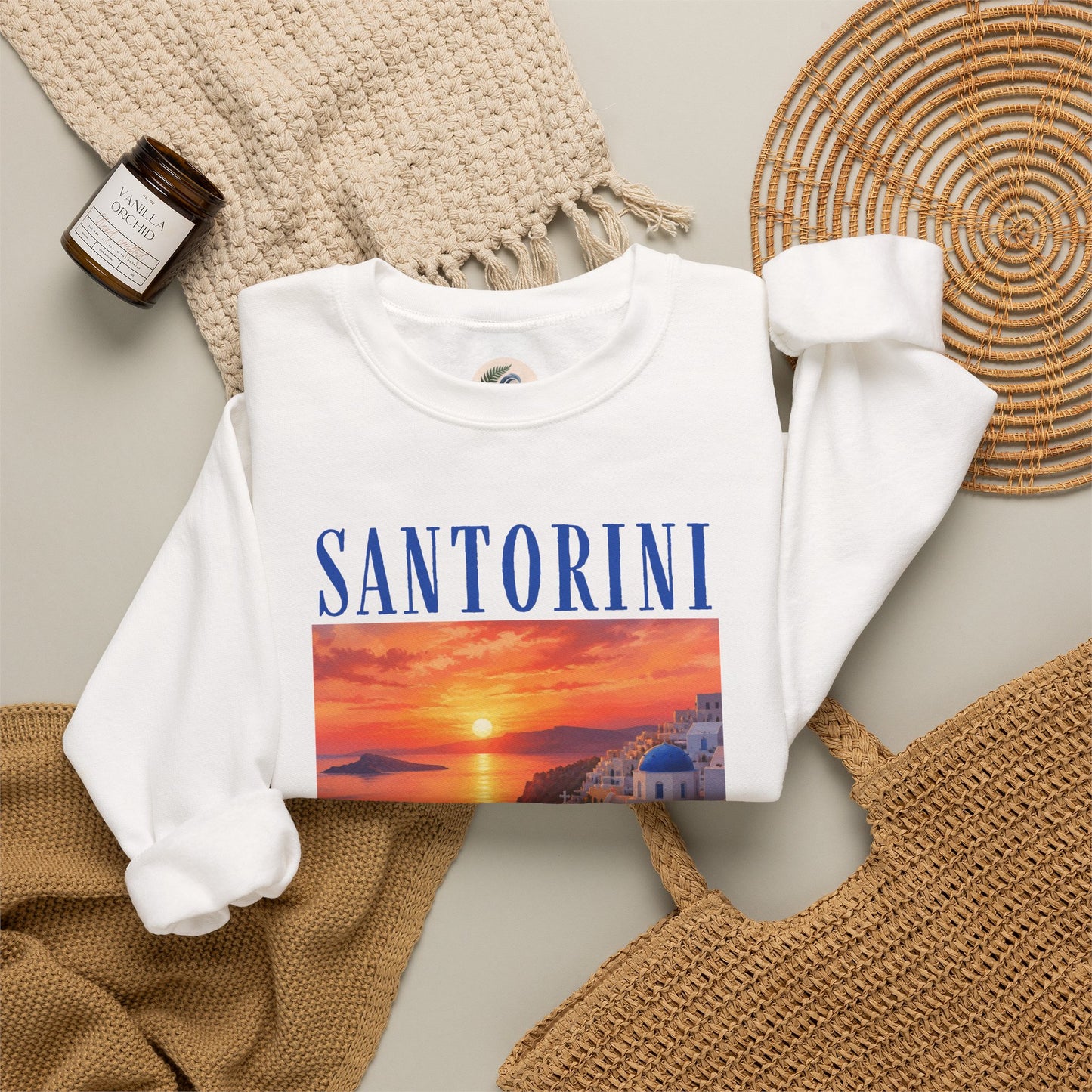 Santorini Sunset Sweatshirt — Greek Island Travel Crewneck