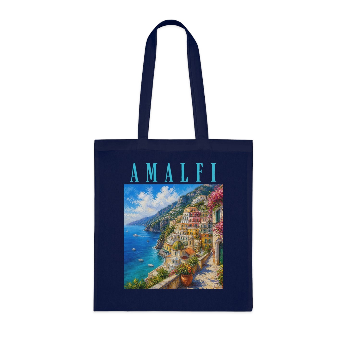 Amalfi Coast Cotton Tote Bag — Scenic Italy Travel Beach Market Tote