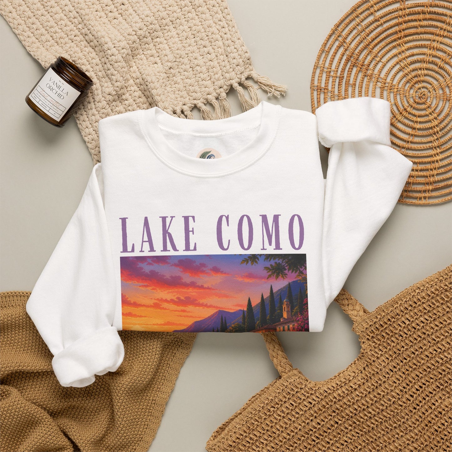 Lake Como Sunset Crewneck Sweatshirt