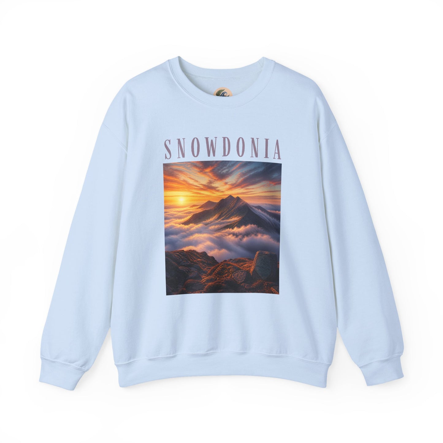 Snowdonia Sunset Crewneck Sweatshirt — Scenic Mountain Graphic