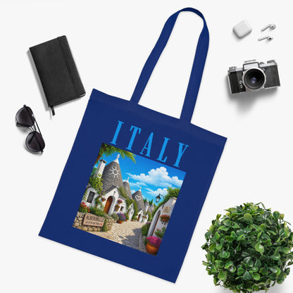 Italy Alberobello Scenic Cotton Tote Bag — Italian Village Travel Souvenir Tote