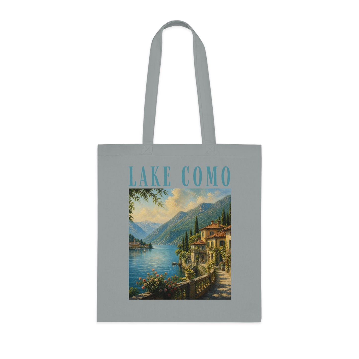 Lake Como Scenic Cotton Tote Bag – Vintage Travel Poster Design