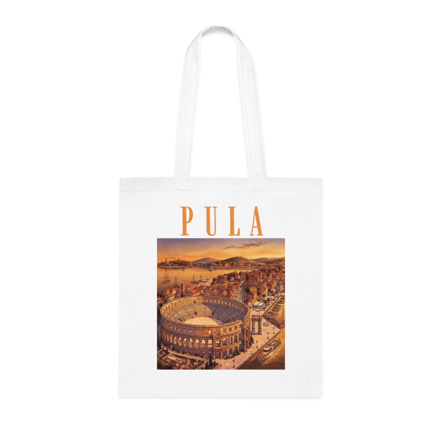 Pula Vintage Travel Tote - Retro Cityscape Cotton Bag