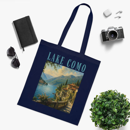 Lake Como Scenic Cotton Tote Bag – Vintage Travel Poster Design